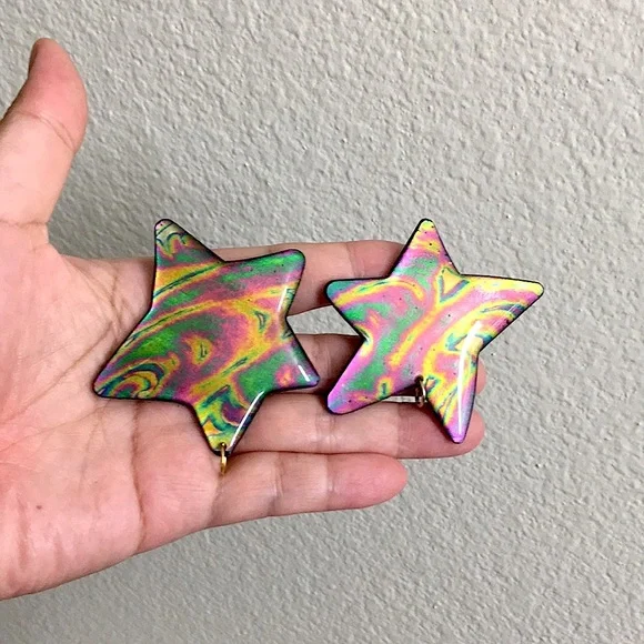 🖤Big Star clip earrings - Picture 1 of 17